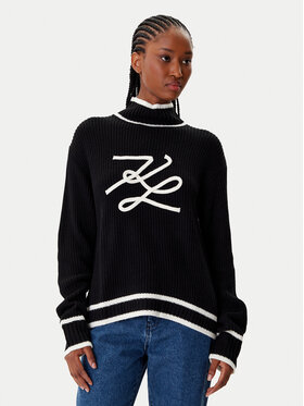 KARL LAGERFELD KARL LAGERFELD Rollkragenpullover A4W18051 Schwarz Regular Fit