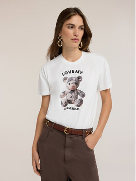 Motivi Motivi T-Shirt G004W003895N011 Biały Boxy Fit