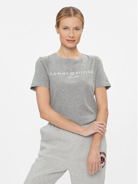 Tommy Hilfiger Tommy Hilfiger T-Shirt Logo WW0WW40276 Szary Regular Fit