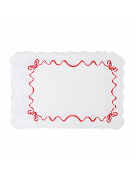 Roseberry Home Roseberry Home Podkładka na stół haftowana Red Christmas Bows Biały