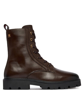 Tommy Hilfiger Tommy Hilfiger Зимни обувки TH Stud Leather Lace-Up Boot FW0FW09571 Кафяв