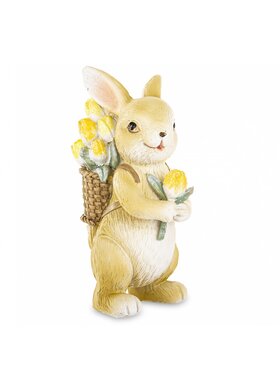 MIAhome MIAhome Figurka króliczek z koszem tulipanów na plecach Beżowy