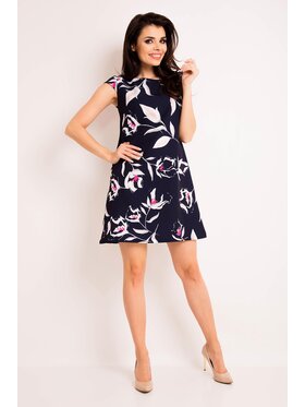 Awama Awama Sukienka letnia A164 Granatowy Basic Fit