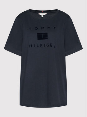 Tommy Hilfiger Curve Tommy Hilfiger Curve T-Shirt Crv Flock WW0WW32845 Σκούρο μπλε Regular Fit