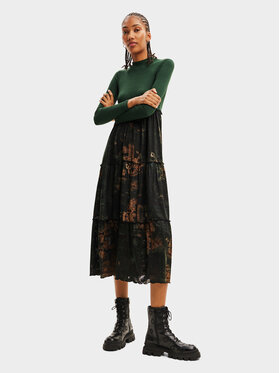 Desigual Desigual Kasdieninė suknelė 23WWVK89 Žalia Regular Fit