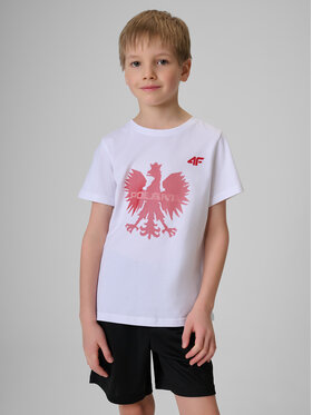 4F 4F T-Shirt FAN FOOTBALL COLLECTION Biały Regular Fit