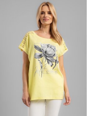 Perso Perso T-Shirt TCE242202F Żółty Regular Fit