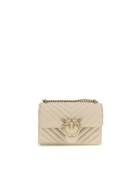 PINKO PINKO Torebka Beige Calf Leather Bos Taurus Shoulder Bag Beżowy