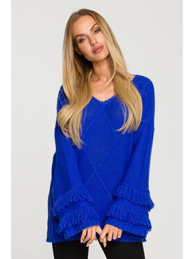 Made of Emotion Made of Emotion Sweter M710 Niebieski Baggy Fit