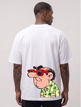 Smerfy Smerfy T-Shirt Gargamel na wakacjach szeroka luźna 132541 Biały Oversize