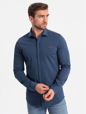 Ombre Ombre Koszula OM-SHCS-0138 Niebieski Regular Fit