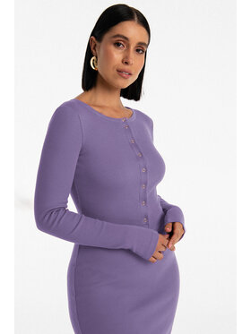 Nudyess Nudyess Sukienka dzianinowa Isla mimi z prążka Fioletowy Fitted Fit