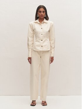 Le Collet Le Collet Jeansy ESTER Kremowy Straight Leg