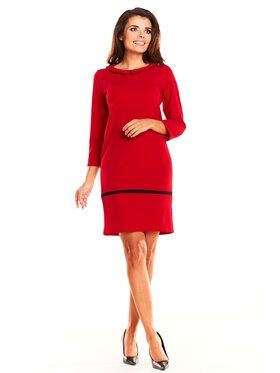 Awama Awama Sukienka codzienna A238 Czerwony Basic Fit