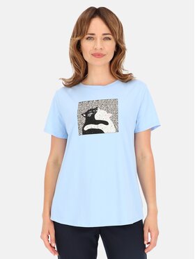 Perso Perso T-Shirt TCE245281F Světle modrá Regular Fit
