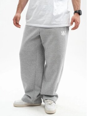 Jigga Wear Jigga Wear Spodnie dresowe Spodnie Dresowe Baggy Męskie Jasne Szare Jigga Wear Haft Logo Drawcord M Szary Baggy Fit