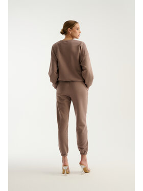 TRIPLES TRIPLES Spodnie dresowe Teddy Choco Brązowy Stretch Fit