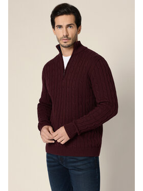Lancerto Lancerto Sweter Cutter SW073225000036 Bordowy Regular Fit