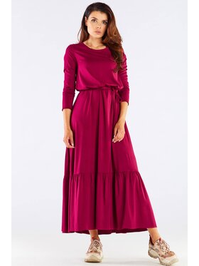 Awama Awama Letní šaty A455 Bordó Basic Fit