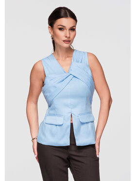 Ombre Ombre Bluzka OW-TS-E0001 Niebieski Slim Fit