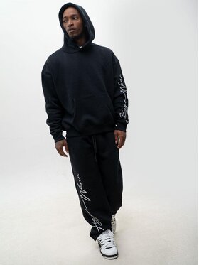 Jigga Wear Jigga Wear Komplet dresowy Szerokie luźne na co dzień na spacer do auta wygodne 129876 Czarny Regular Fit