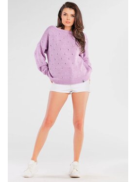 Awama Awama Sweter A445 Fioletowy Basic Fit