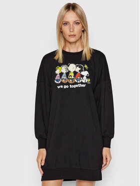 ONLY ONLY Kötött ruha Peanuts 15255748 Fekete Oversize