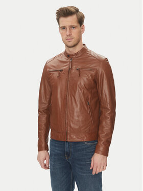 Serge Pariente Serge Pariente Lederjacke Tonic Braun Slim Fit