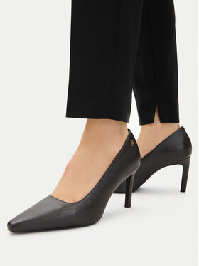 Tommy Hilfiger Tommy Hilfiger Обувки на ток Th Logo Lth Pump Slanted Hl FW0FW09008 Черен