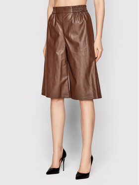 Sisley Sisley Šortky z imitácie kože 48WPL9001 Hnedá Relaxed Fit