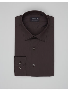 Borgio Borgio Koszula MORTARA Brązowy Slim Fit