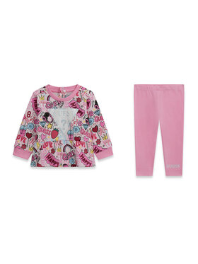 Guess Guess Komplet bluza i legginsy A6YG03 K3898 Różowy Regular Fit