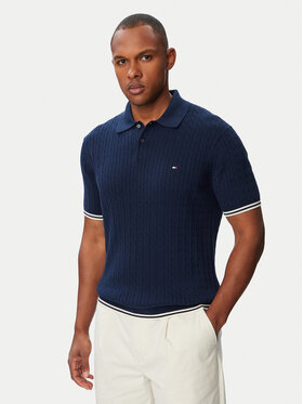 Tommy Hilfiger Tommy Hilfiger Тениска с яка и копчета MW0MW40701 Тъмносин Regular Fit