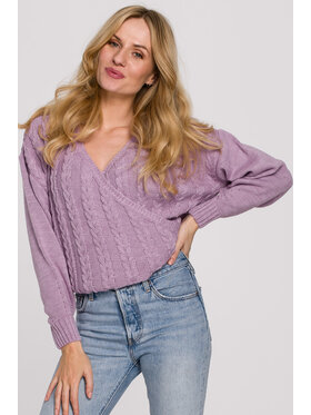 Makover Makover Sweter K105 Różowy Regular Fit