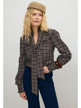 BIZUU BIZUU Košile FEY BOW CHECKED SHIRT Hnědá Standard Fit