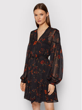 The Kooples The Kooples Vsakodnevna obleka All Over Lumieres FROB23163K Črna Slim Fit