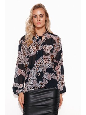 Makadamia Makadamia Bluzka M586 Czarny Comfortable Fit