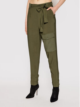 TWINSET TWINSET Kalhoty z materiálu 211TT2161 Zelená Regular Fit