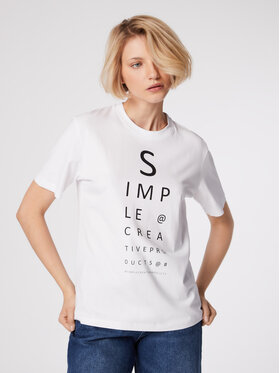 Simple Simple Тишърт TSD500-01 Бял Relaxed Fit