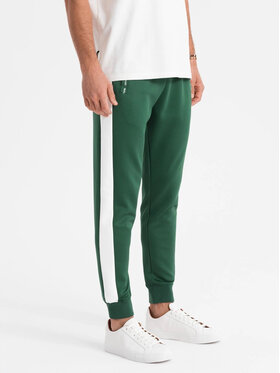 Ombre Ombre Spodnie dresowe OM-PASK-0229 Zielony Regular Fit