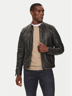 Serge Pariente Serge Pariente Lederjacke Modelo Schwarz Regular Fit