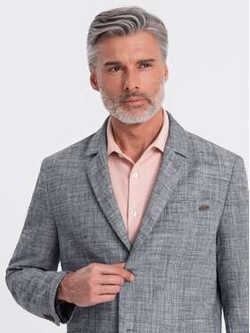Ombre Ombre Marynarka OM-BLZB-0128 Szary Regular Fit