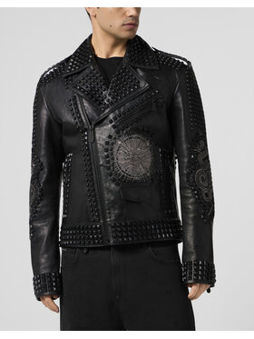 PHILIPP PLEIN PHILIPP PLEIN Giacca di pelle 29009 Nero Slim Fit