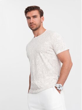 Ombre Ombre T-Shirt OM-TSFP-0182 Béžová Regular Fit