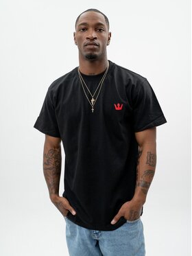 Jigga Wear Jigga Wear T-Shirt Koszulka Z Krótkim Rękawem Oversize Męska Czarna / Czerwona Jigga Wear Haft Simple Crown 2XL Czarny Oversize
