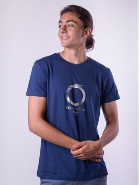 Trussardi Trussardi T-Shirt T-SHIRT UOMO SERIE LOGO MILANO 1911 LUX TRUSSARDI Granatowy Classic Fit