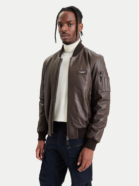 Aeronautica Militare Aeronautica Militare Geacă de piele 262PN0966UPL00328 Maro Regular Fit