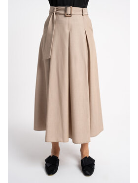 CLICK CLICK Spódnica midi 70-752 Beżowy ciemny Flare Fit