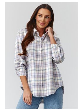 Makadamia Makadamia Koszula C35 Fioletowy Loose Fit