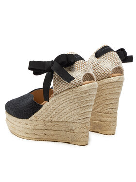 Manebi Espadrile La Havana Heart-Shaped Wedge Espadrilles O 7.9 WH Crna